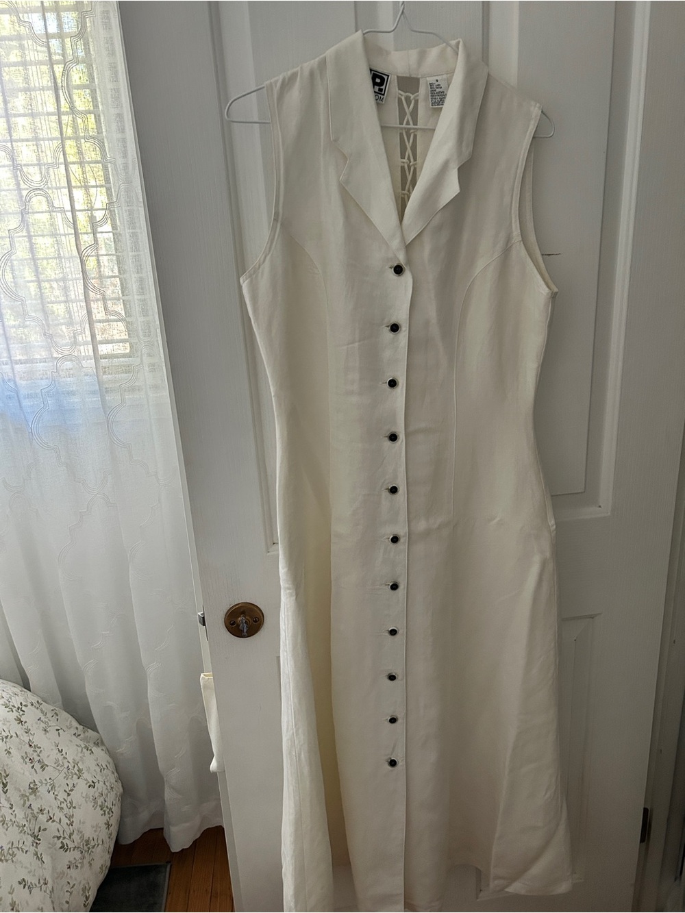BP Nordstrom Vintage White Linen Blend Sleeveless Button-Front Maxi Dress 6